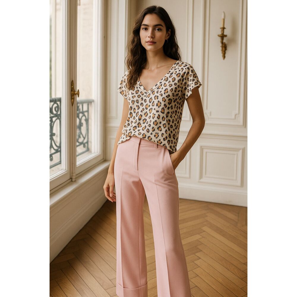 Maeve by Anthropologie Leopard‎ Flutter Sleeve Boho Chic Top Cotton Modal XS